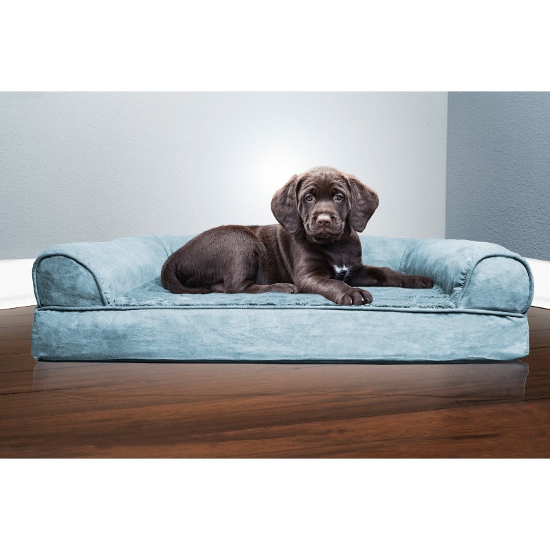 Furhaven Orthopedic Dog Bed for Medium/Small Dogs w/ Removable Bolsters & Washable Cover, For Dogs Up to 35 lbs - Plush & Suede Sofa - Gray, Medium - Image 5
